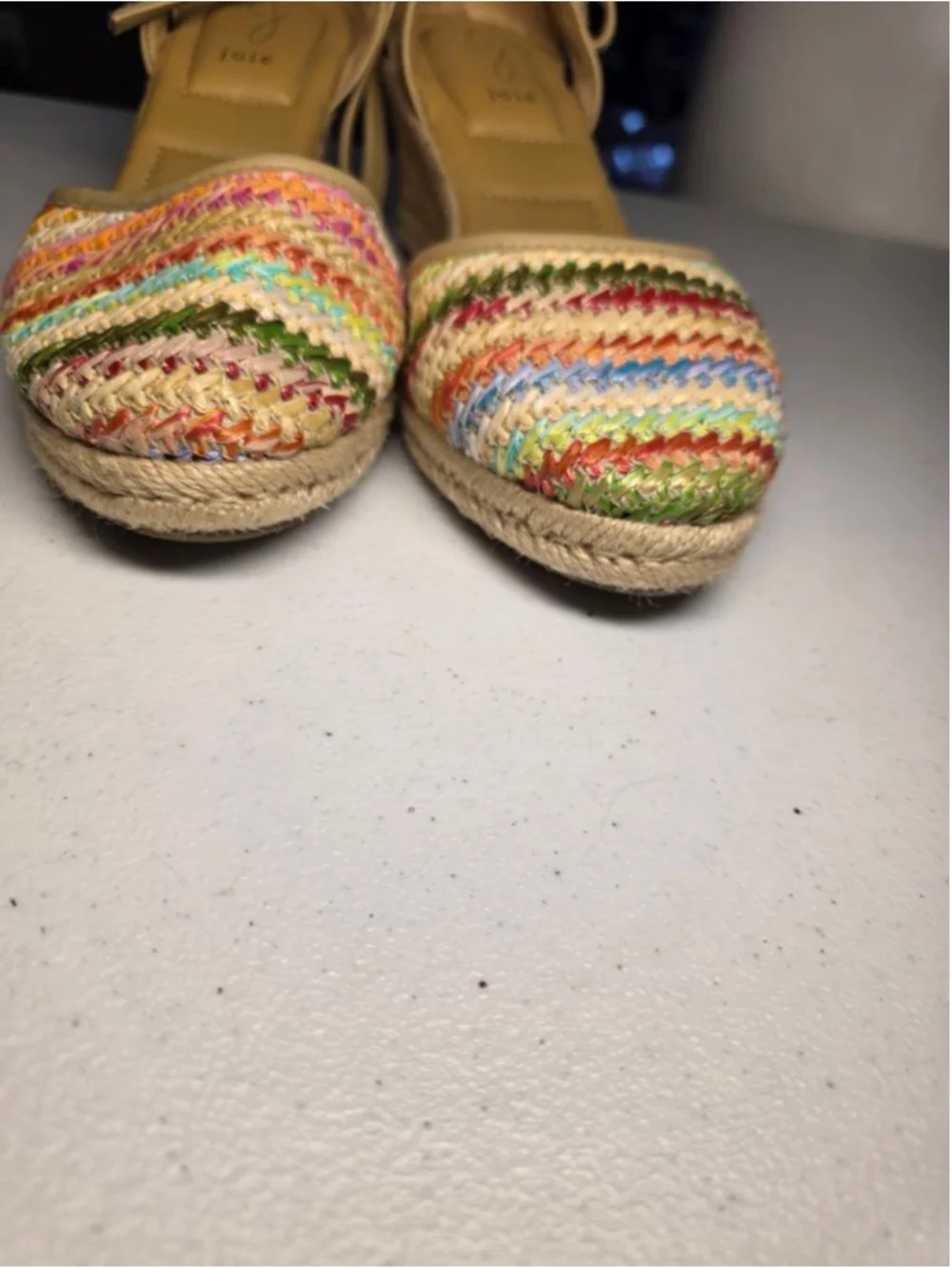 Joie Rainbow Raffia Espadrille Wedge Sandals Size 9.5M Coastal Cowgirl Resort